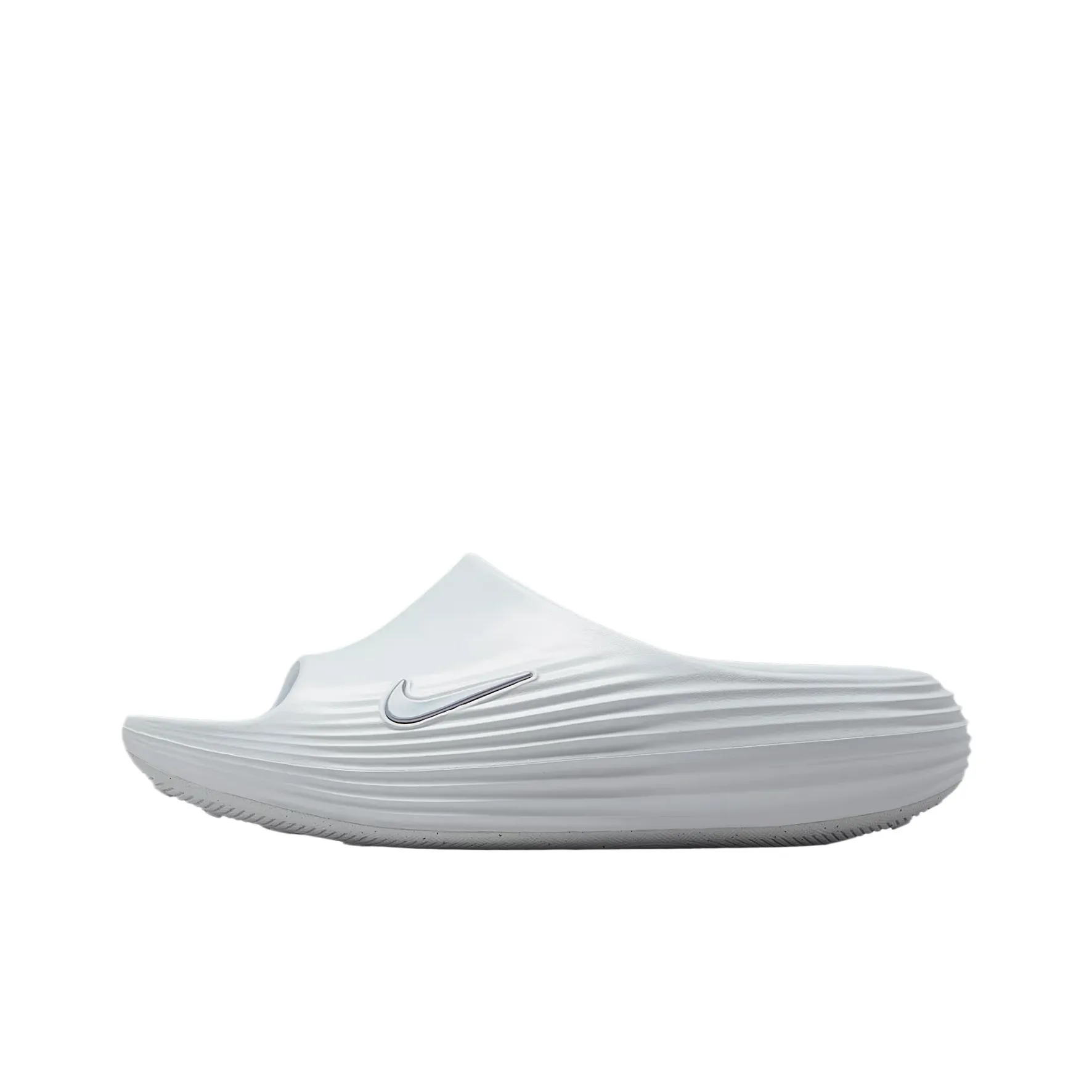 Nike ReactX Rejunate Rubber Sole Shock Absorbers Slide Slippers Women's Silver