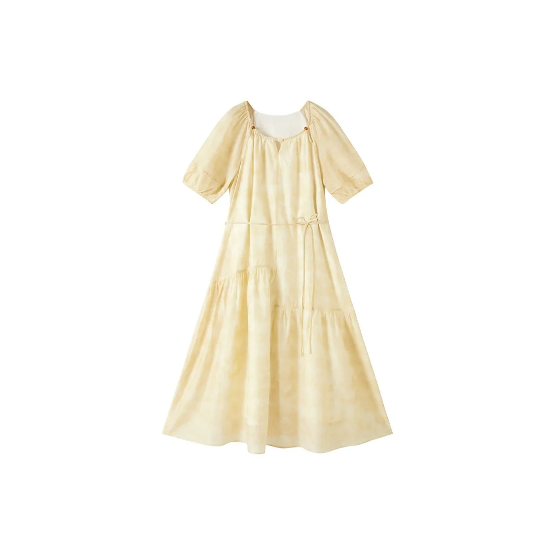 XIANGYING Короткий рукав Платье Женское Желтое