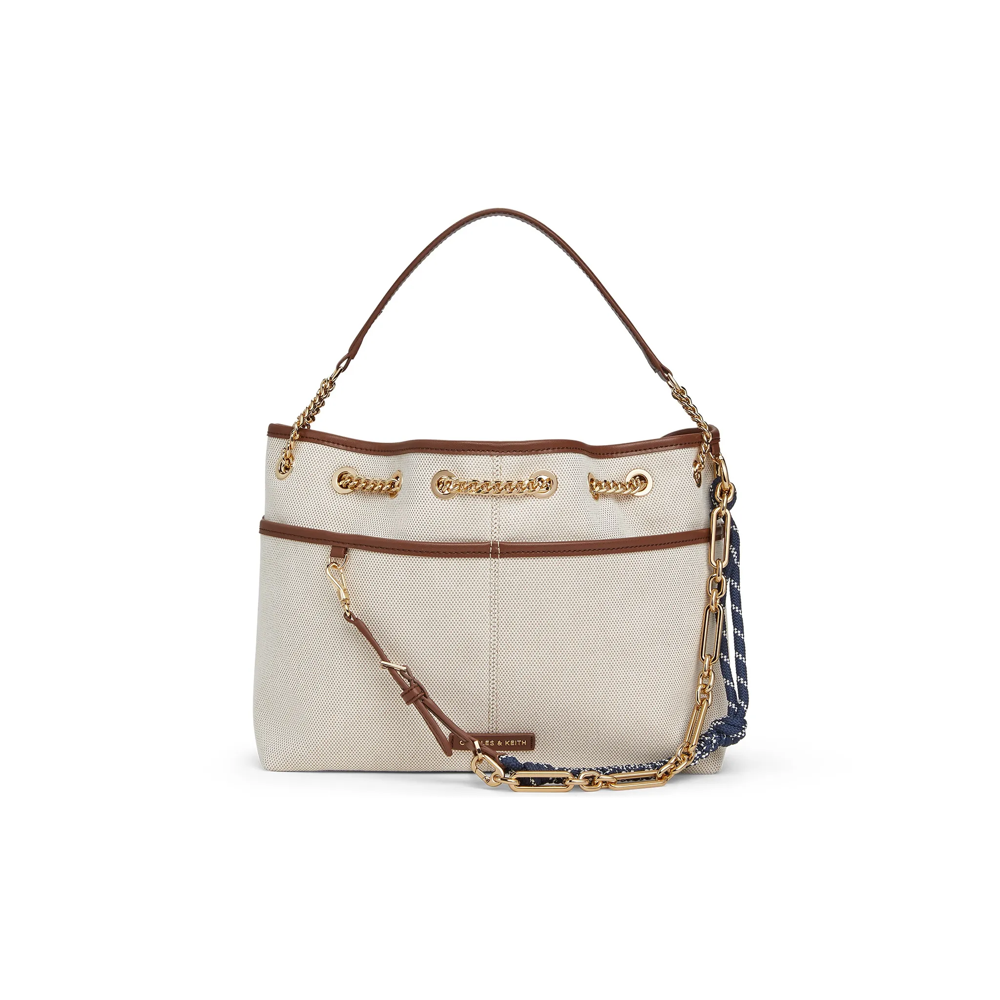 CHARLES KEITH Ткань Холст Сумка через плечо Средняя Женская Холст Тауповый Бежевый