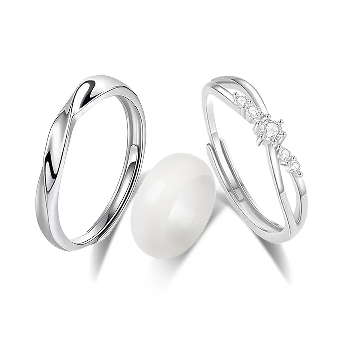 Tkb White Jade Bodhi Pinky Ring Pair Unisex