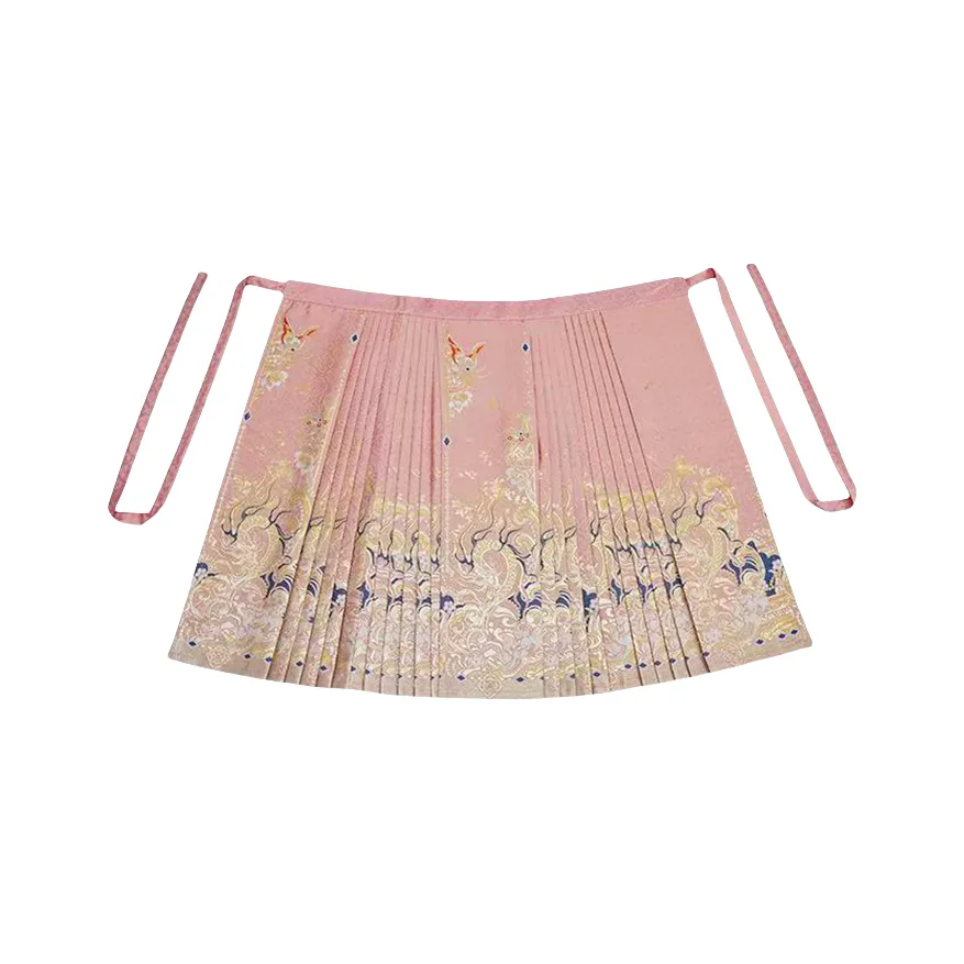 SONDR Розовый принт, китайская юбка с узором "конское лицо", женская ханьфу