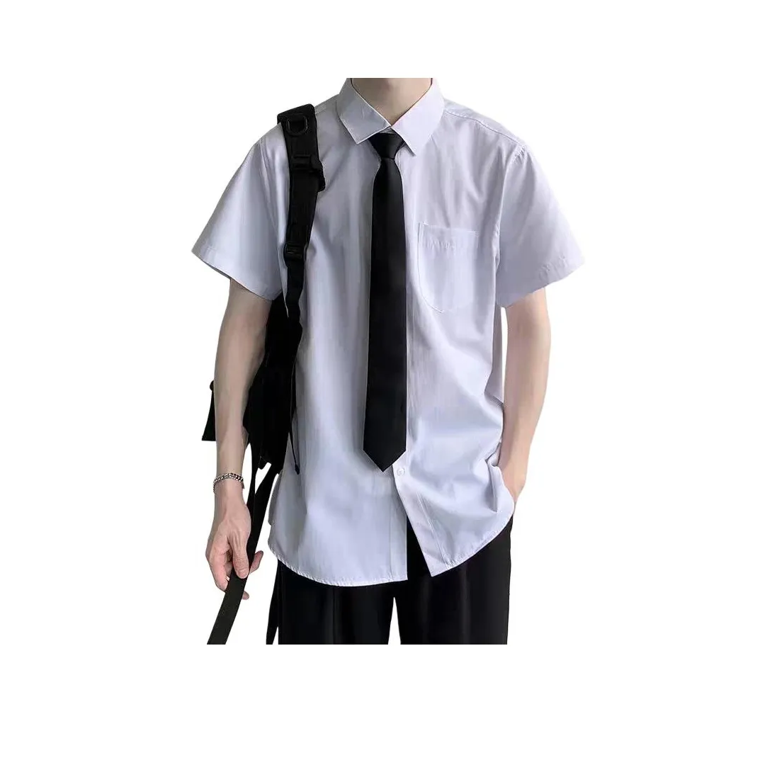 Zomuros Белый с Черным Tie Унисекс Рубашки