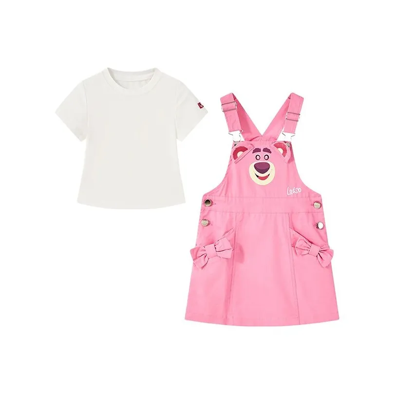 Детский комплект для детей 3-7 лет Disney с юбкой серия Strawberry Bear 2 предмета фуксия