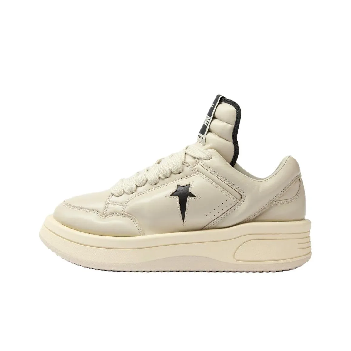 Converse x To complete these stylish shoes the heel is a leather stack Converse X DRKSHDW TURBOWPN Low Top Casual Shoes Unisex Beige