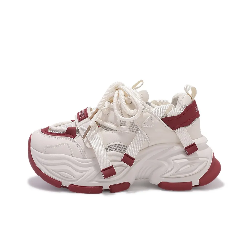 SNXR Амортизаторы Shock Slip-resistant Низкий топ Кроссовки с толстой подошвой Женские Бежево-красные