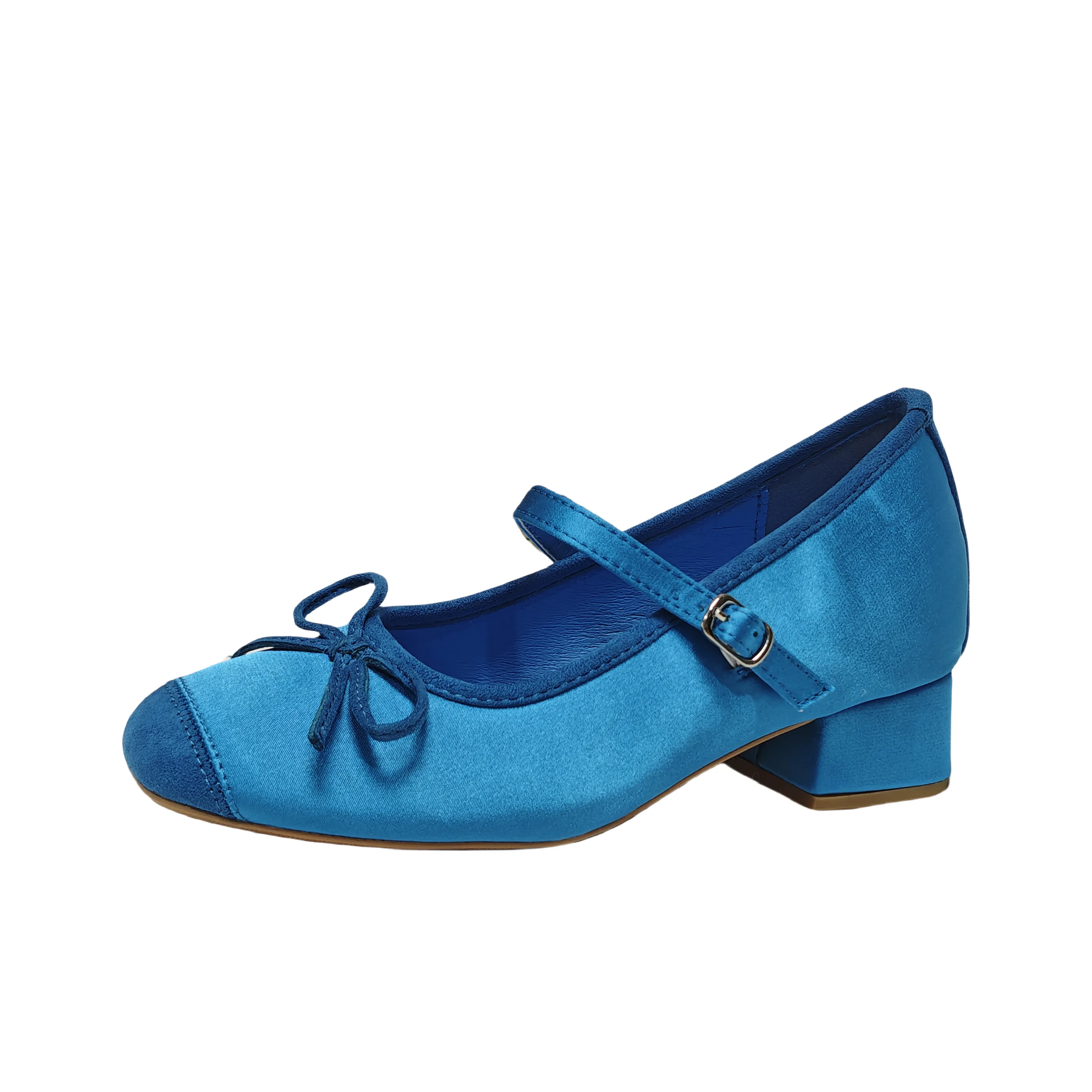 QING MISS Грубый каблук Туфли Мэри Джейн Женские Синие