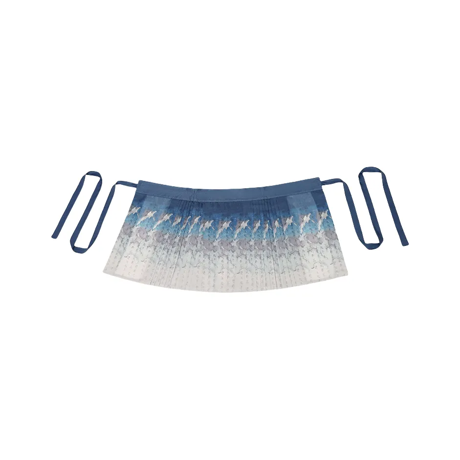 SONDR Синяя юбка с принтом "конское лицо" в китайском стиле, женская ханьфу