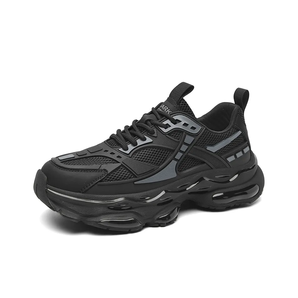 FAIRWHALE Urban Techwear Black Warrior Cushioning Height Increasing Breathable Low top Chunky Sneakers Men's Black