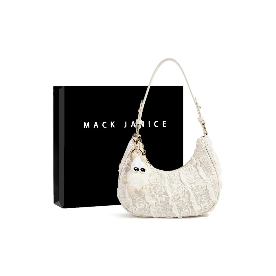 MACKJANICE Синтетическая кожа Подмышечная сумка на плечо Женская Белая с узором ромб