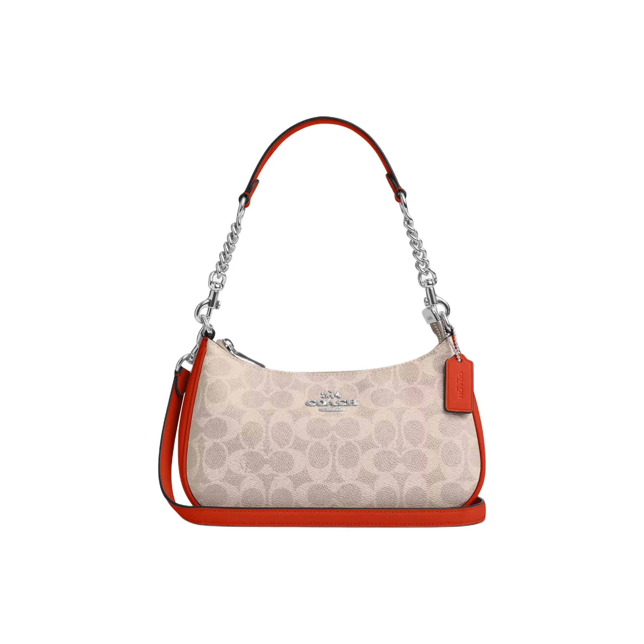 COACH Teri Coated Canvas Crossbody Bag, Shoulder Bag Women's Sand & Deep Orange