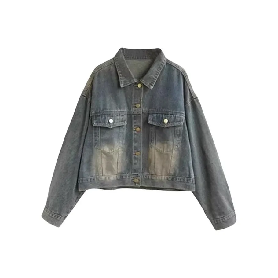 RHBSW Винтажный синий Женские джинсовые куртки