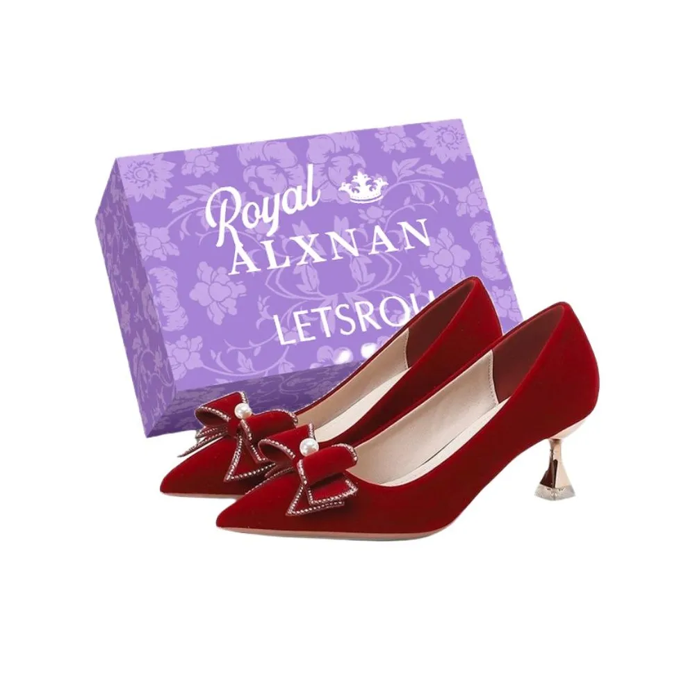 ALXNAN Грубый каблук Высокие каблуки Женские Бордовый