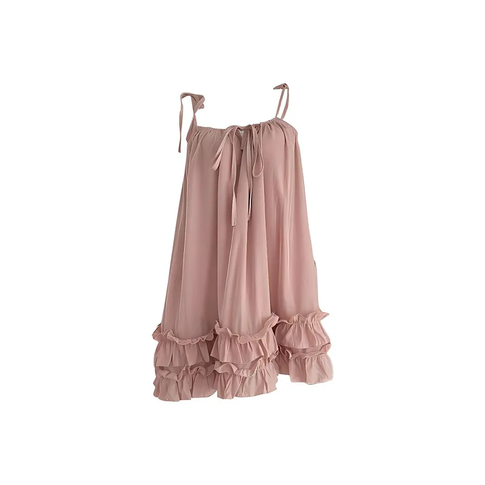 MO VOICE Розовое платье с рюшами, женские слиплатья