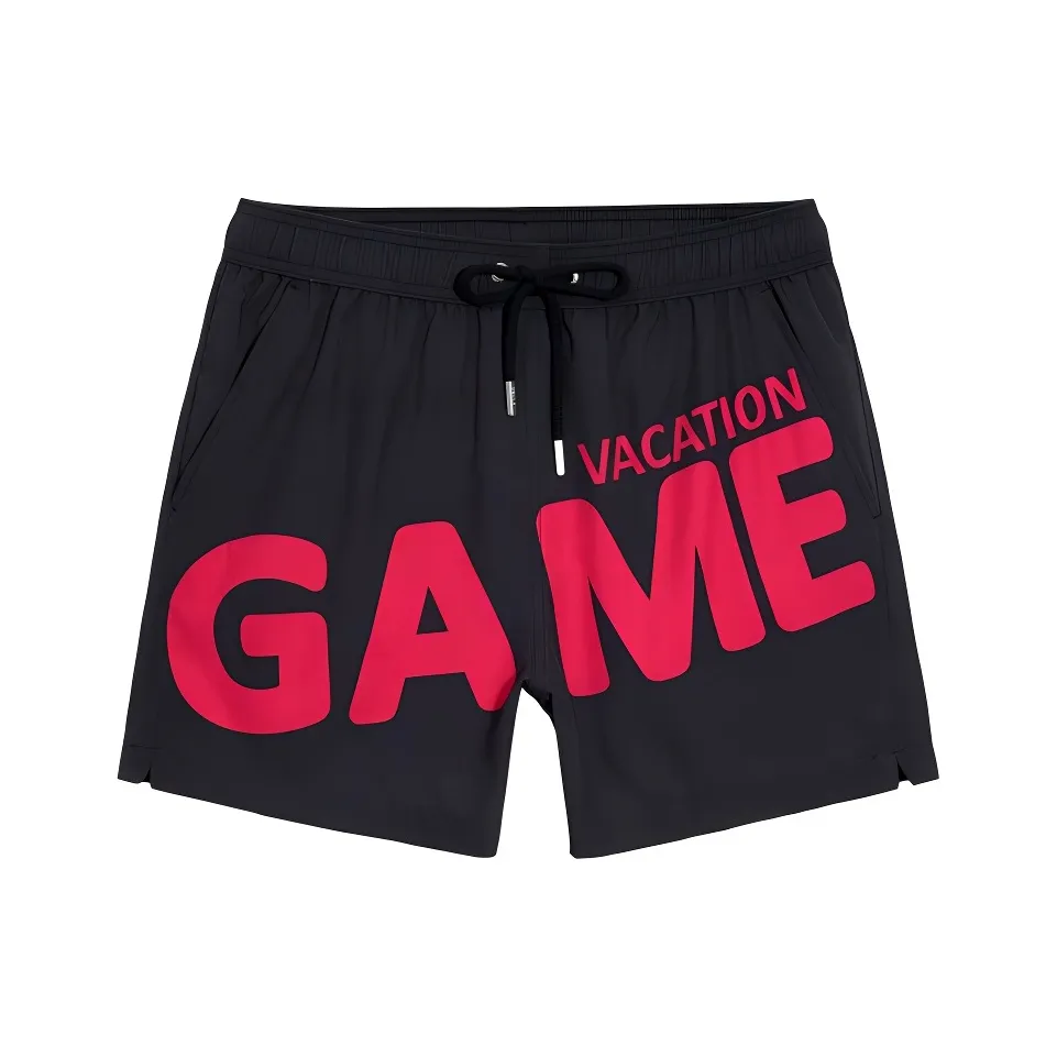 GAILANG Черный/Красный Двухкомпонентный Комплект, Эластичная Ткань Мужские Пляжные Шорты