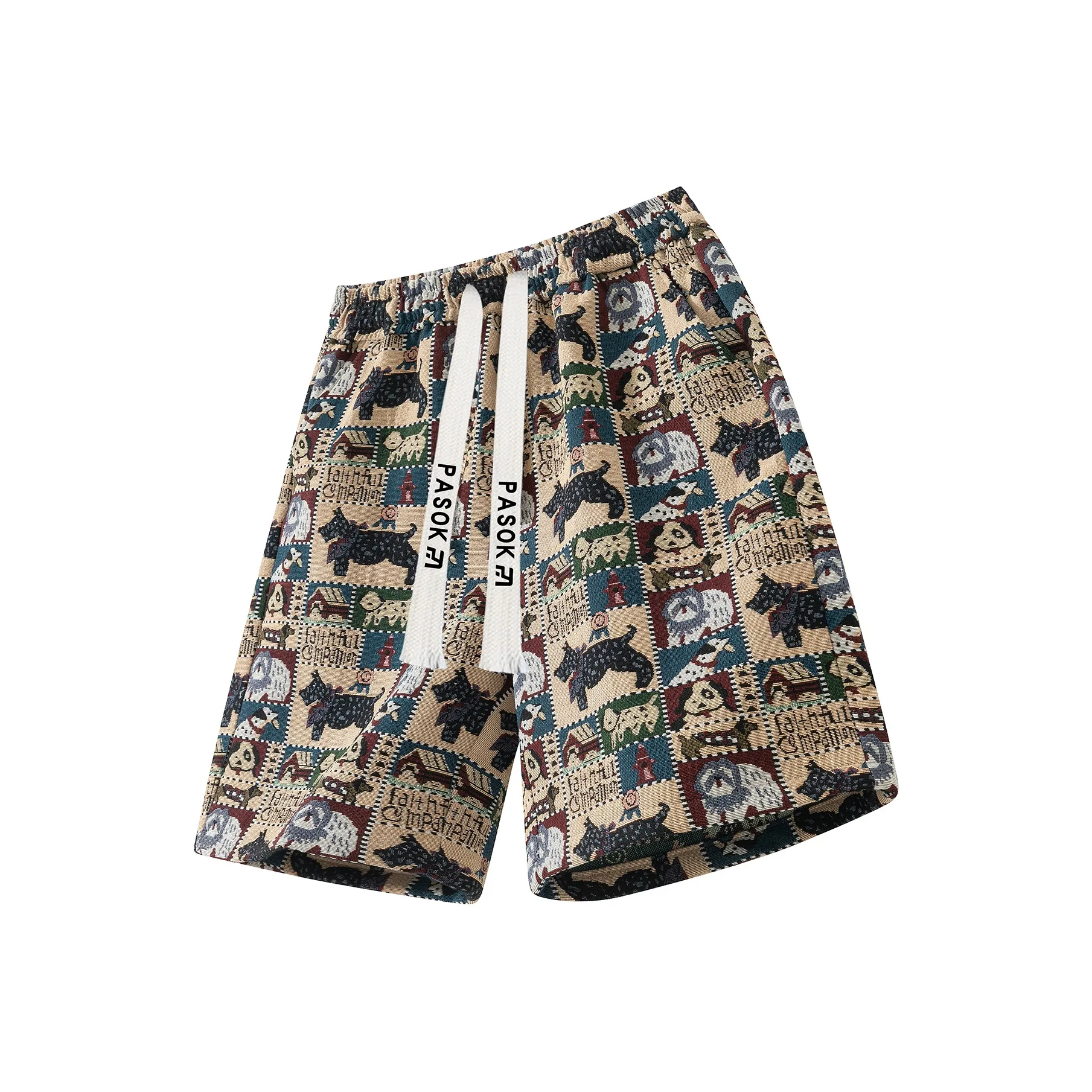 PASOK PA013 Вышивка Собака Унисекс Повседневные шорты