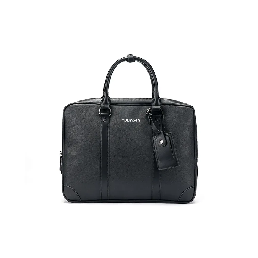 Mulinsen PU Laptop Bag, Crossbody Handbag Unisex Black