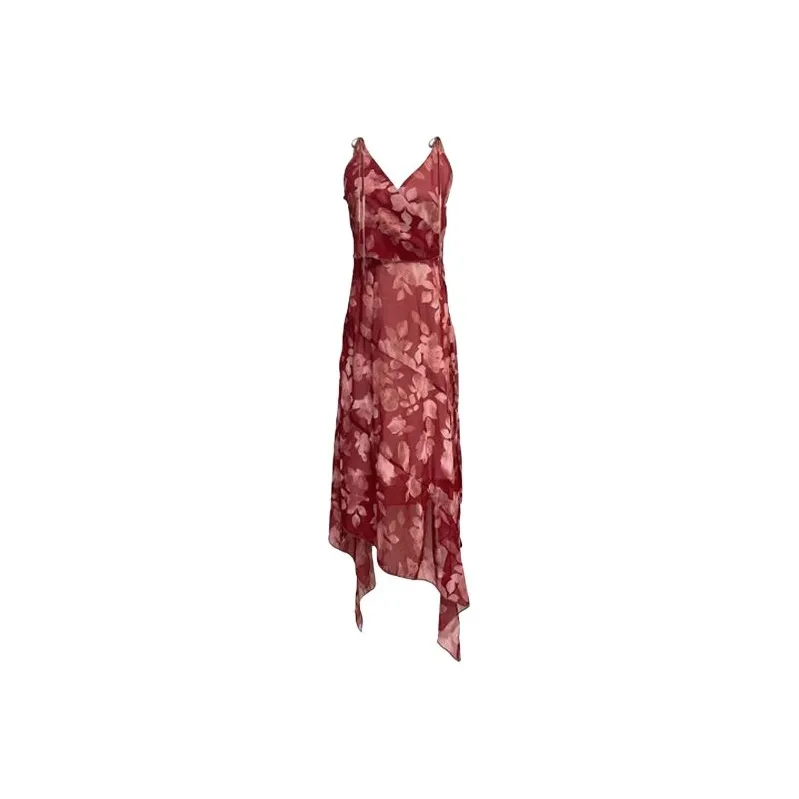 TIBINB Slip Dresses Women's Red