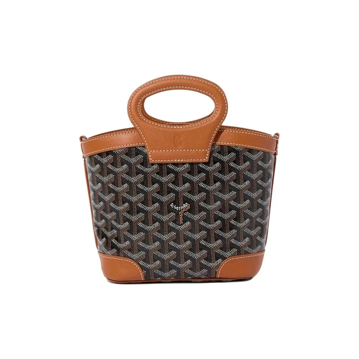 GOYARD Goyardine Canvas With Chevroches Calfskin Shoulder Bag, Crossbody Bag, Handbag Mini Women's Black & Brown