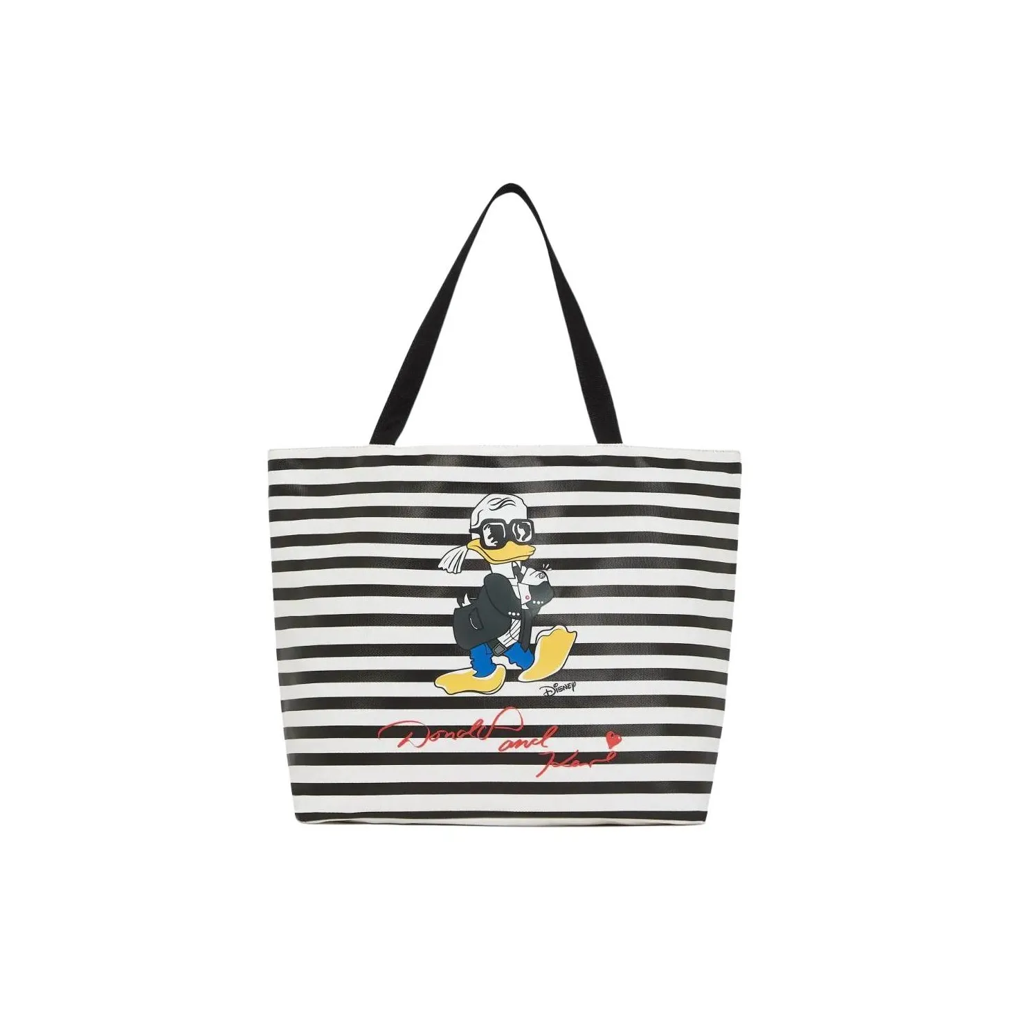 Karl Lagerfeld Disney Collaboration Переработанный хлопок Тоут Сумка Сумка для покупок Сумка Женская Черная Белая