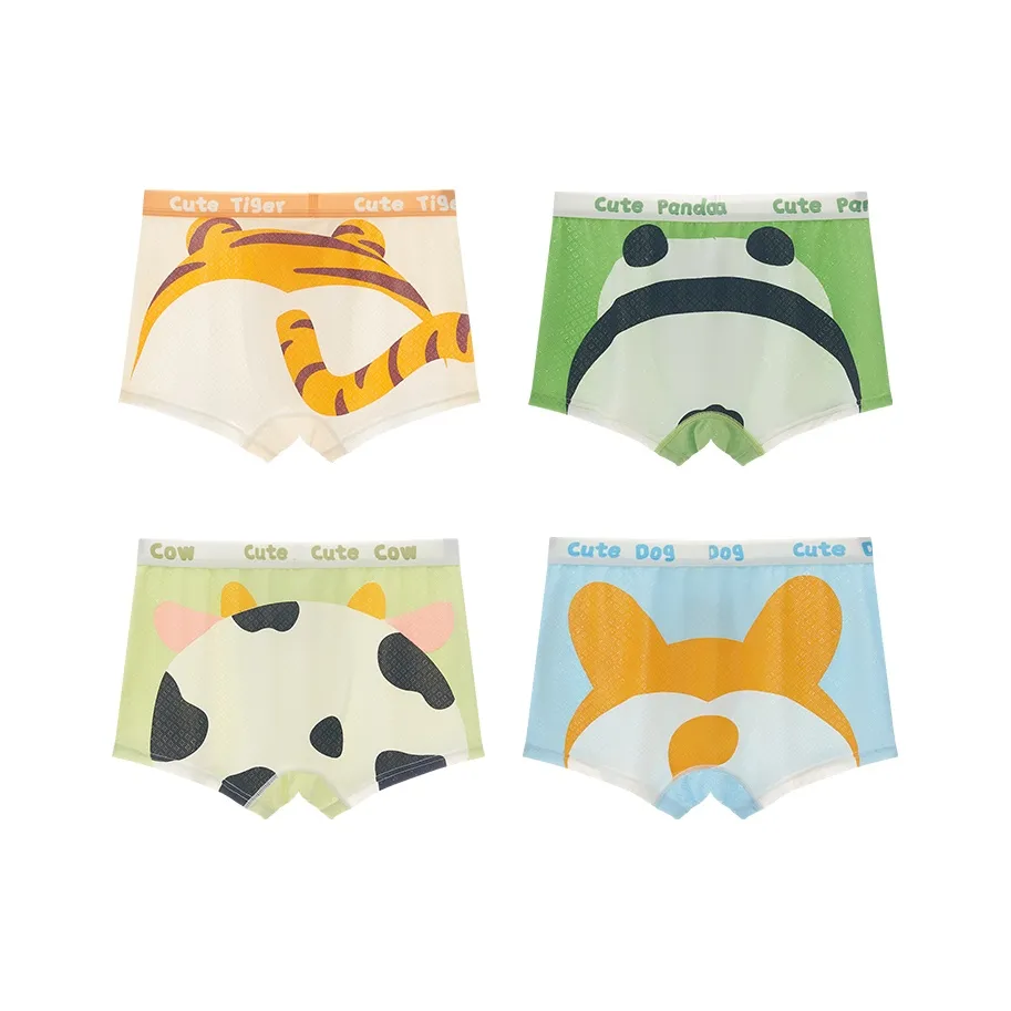MIIOW 4 шт [Черно-белая панда Корова + Желтый Щенок + Желтый Тигр + Черно-белая панда] Kids Нижнее белье