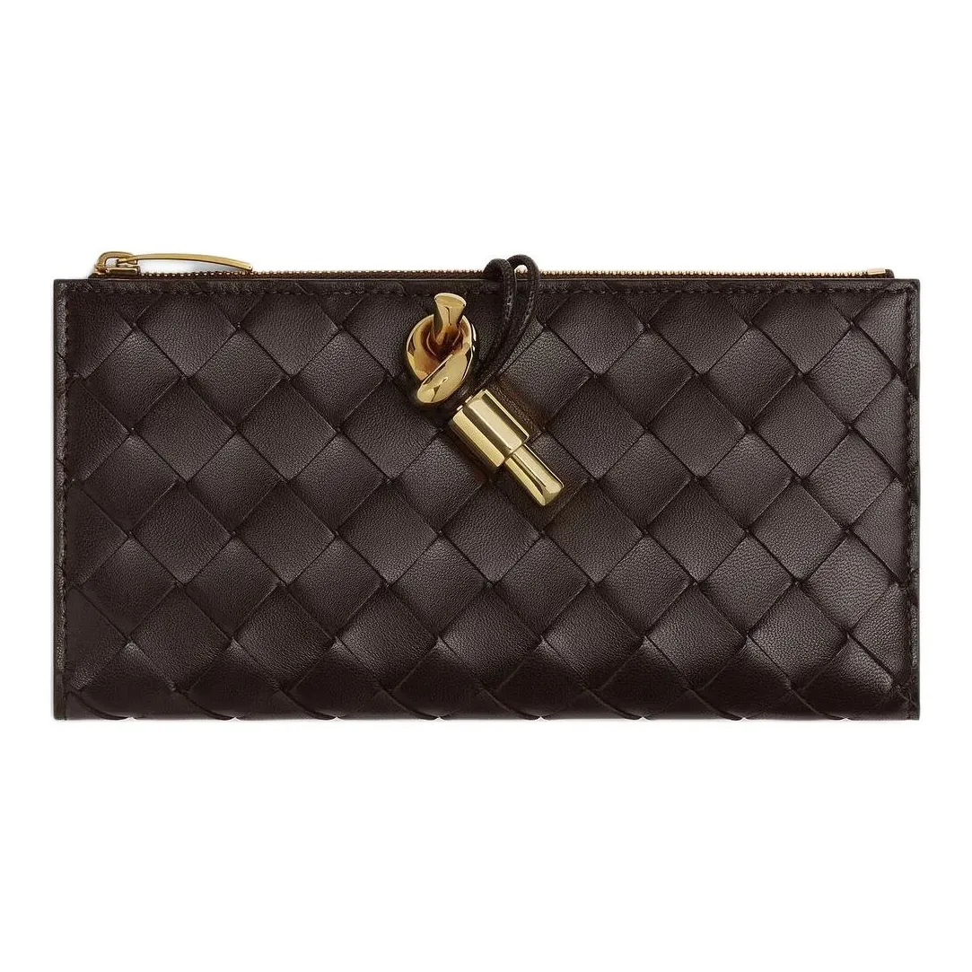 Bottega Veneta Andiamo Series Lambskin Wallet Women's Fondant