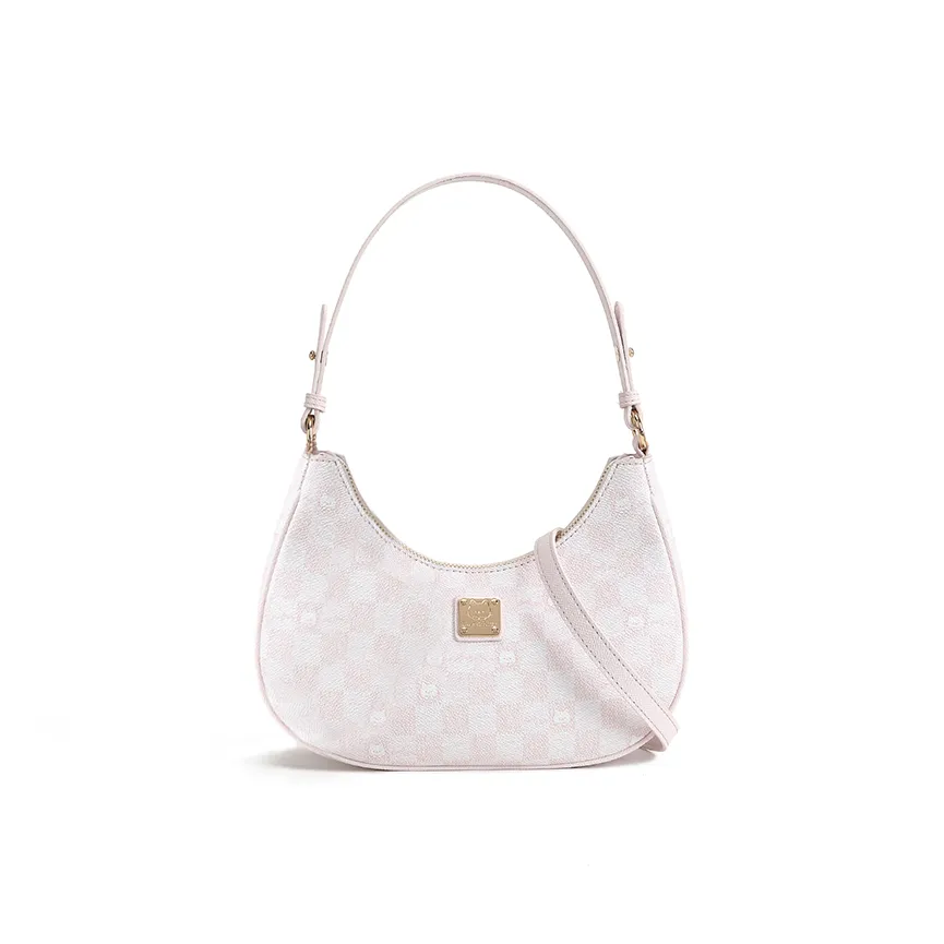SHORT HAIR GIRL PU Shoulder Bag Crescent Bag Women's Pink