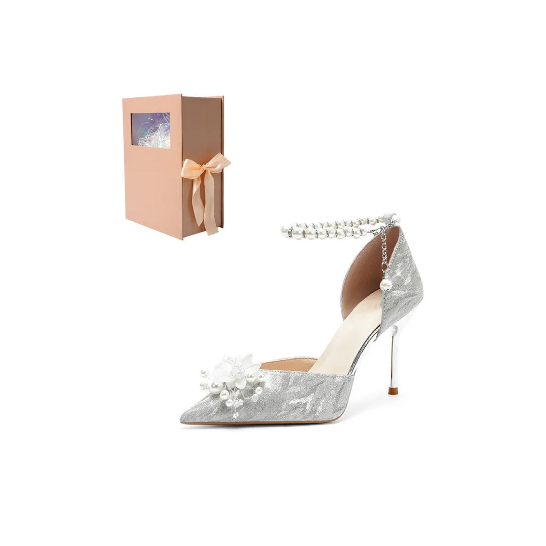 ANGEL BOY Сладкий Розовый Бант Коробка Изящный Французский Элегантный Фея Чарм Чистота Узкий Каблук Высокий Каблук Женский