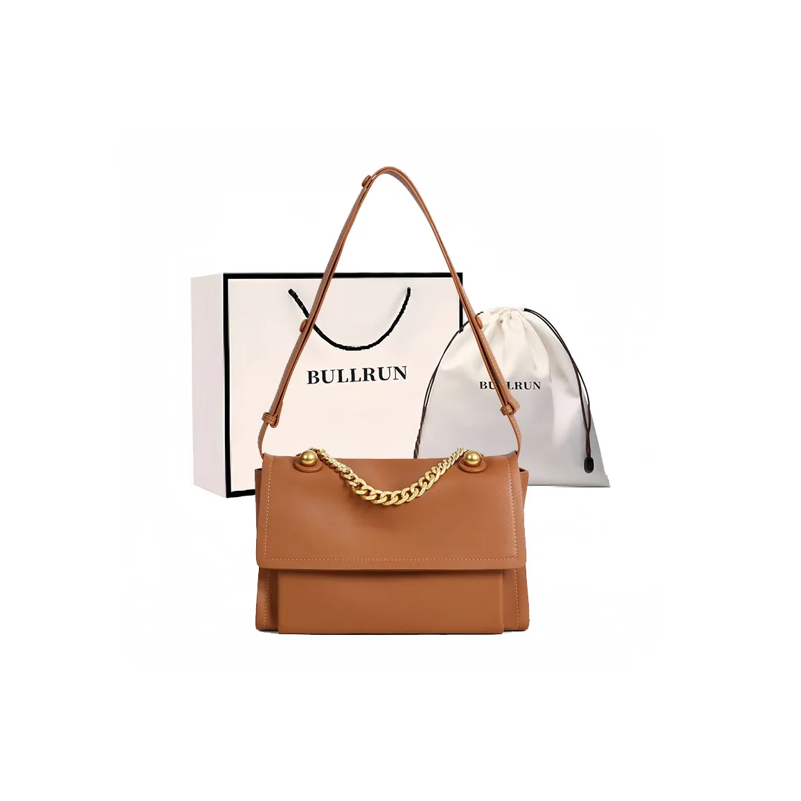 Bullrun Сумка через плечо из коровьей кожи женская коричневая