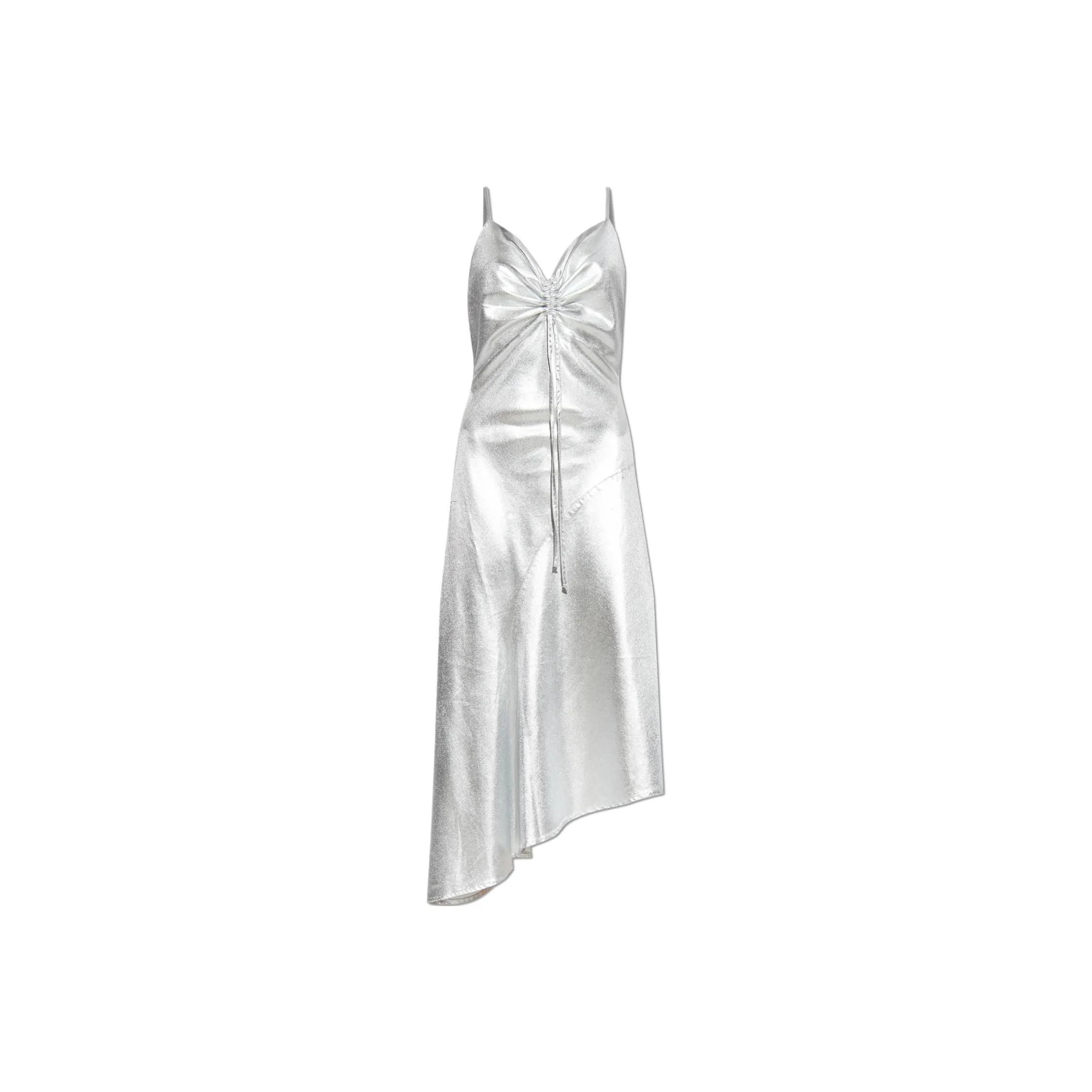 ALLSAINTS Alexia Metallic Ruched Slip Dress