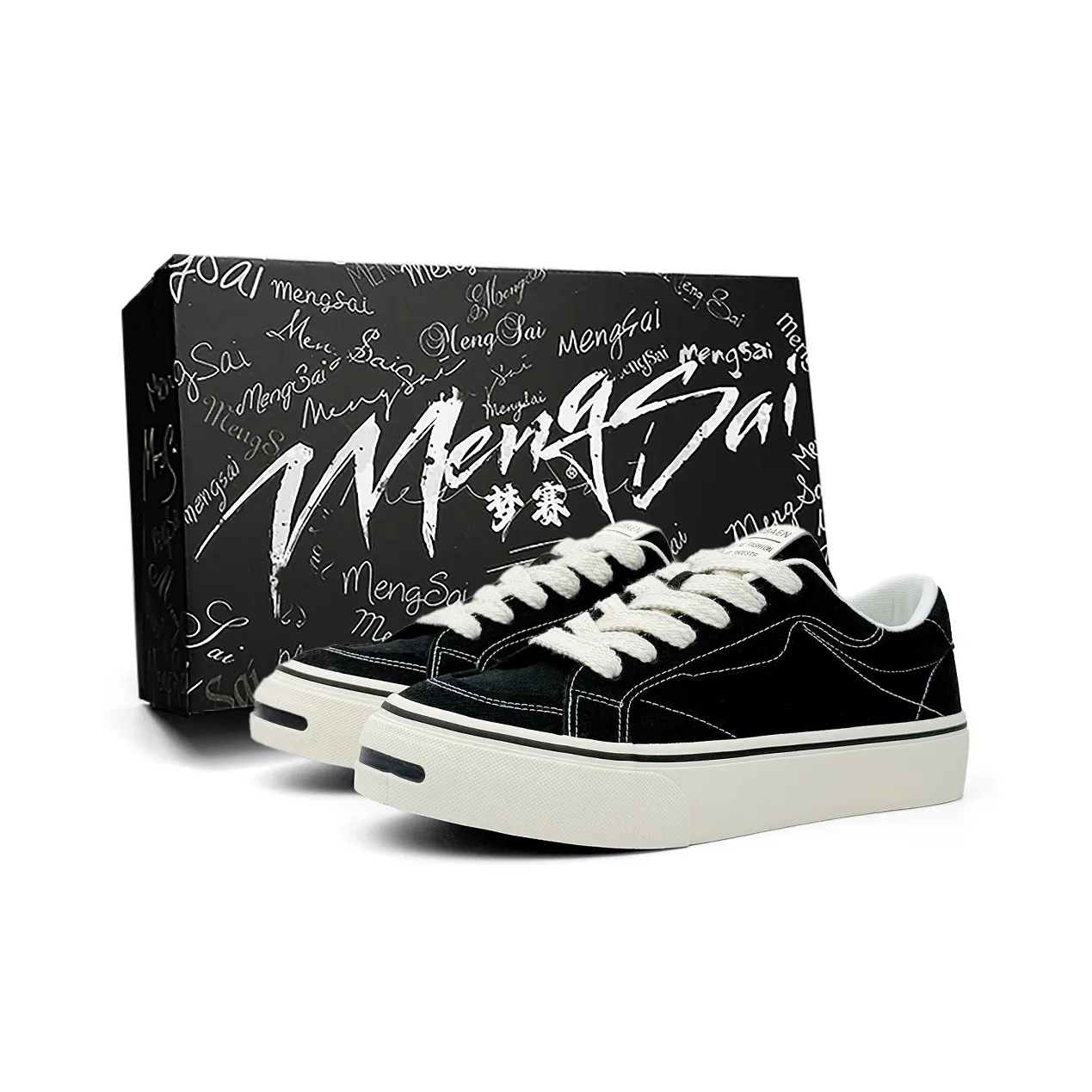 Mengsai Abrasion Resistant Shock Absorbers Low Top Canvas Shoes Men's Black