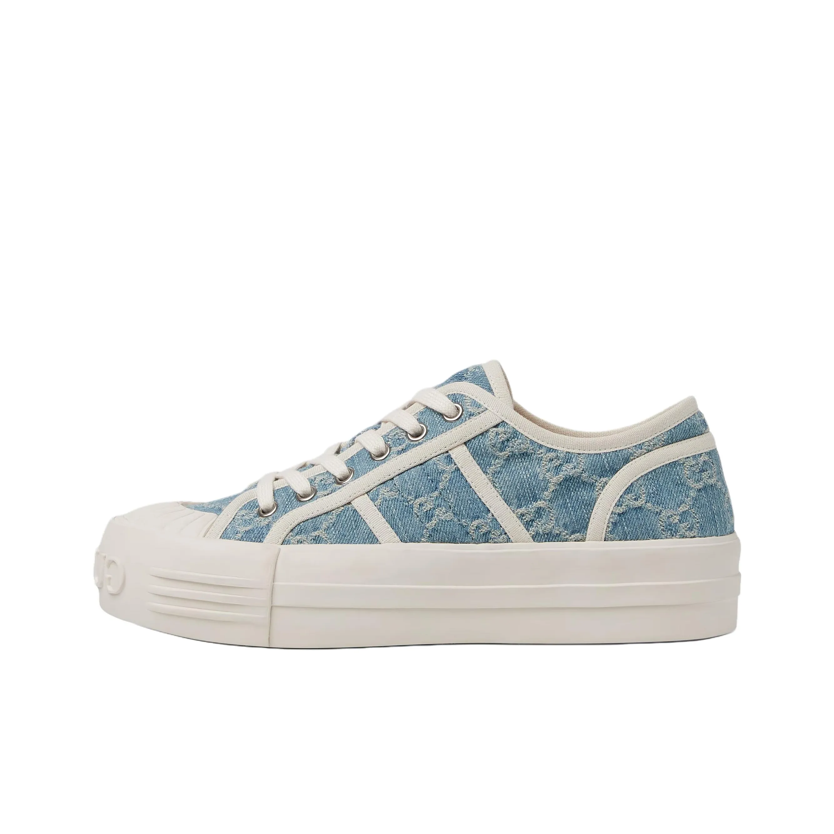 GUCCI Low Top Canvas Shoes Women's Light Blue