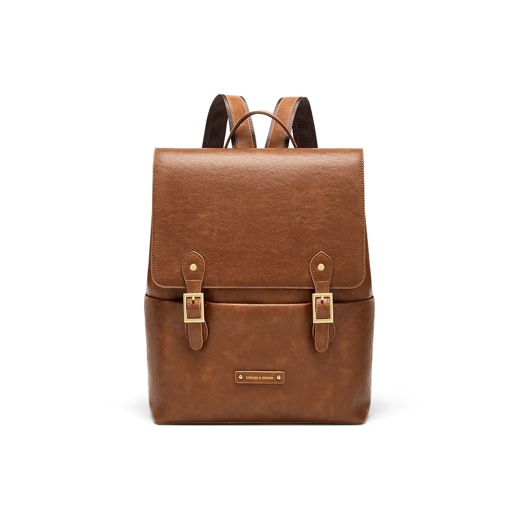 CNOLES Рюкзак из синтетической кожи большой женский черный карамельный кофейный коричневый