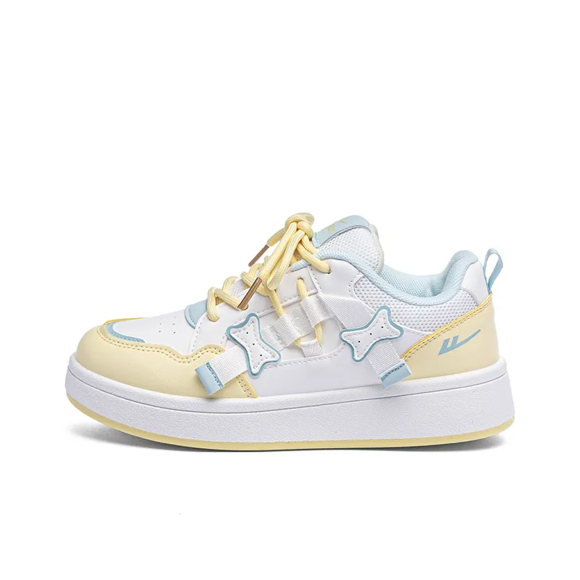 Warrior Аbrasion Resistant Дышащий Низкий Топ Скейтборд Кроссовки Женские Белый Желтый Зеленый