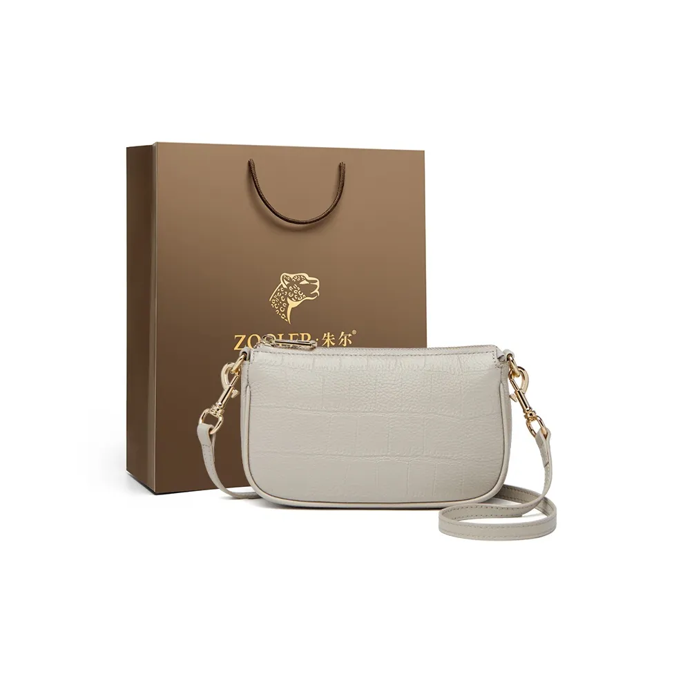 ZOOLER Сумка через плечо из коровьей кожи женская цвет морской раковины серый черный