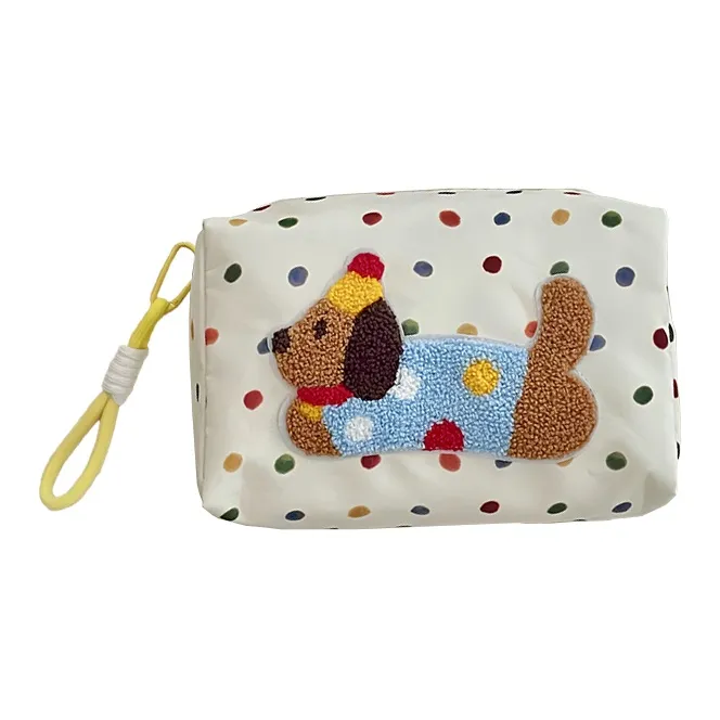 Gentle Welcome Polka Dot Dog Большая Емкость Портативный Сумка для хранения Сумка для туалетных принадлежностей Путешествие Косметичка
