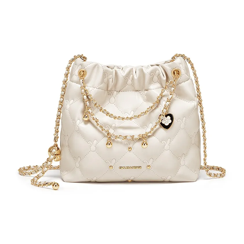 CNOLES Synthetic Leather Underarm Shoulder Bag Regular Women's Cream White