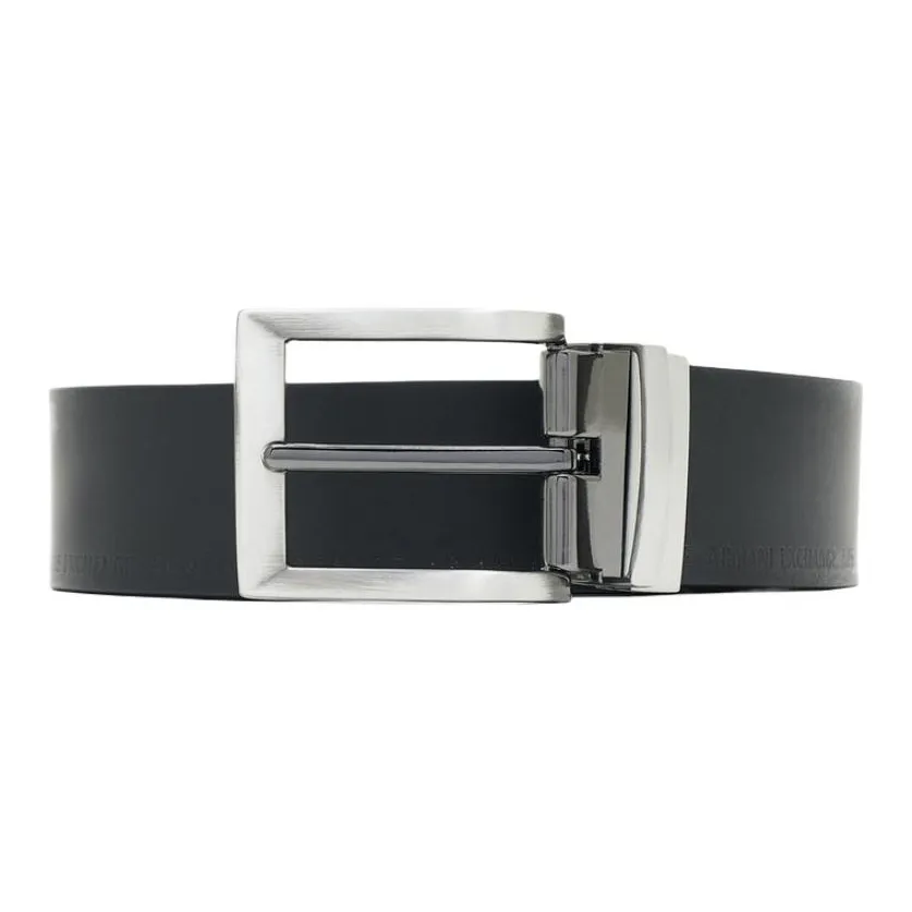 ARMANI EXCHANGEAE Recycled Leather, Split Cow Leather, Polyurethane Leather Belts Men's Black 3.5CM
