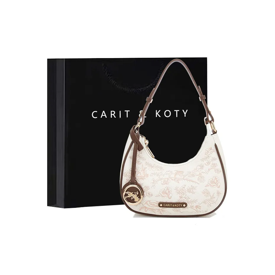 Carit Koty Полиуретан Синтетическая Кожа Сумка через плечо Средняя Женская Экрю Коричневый