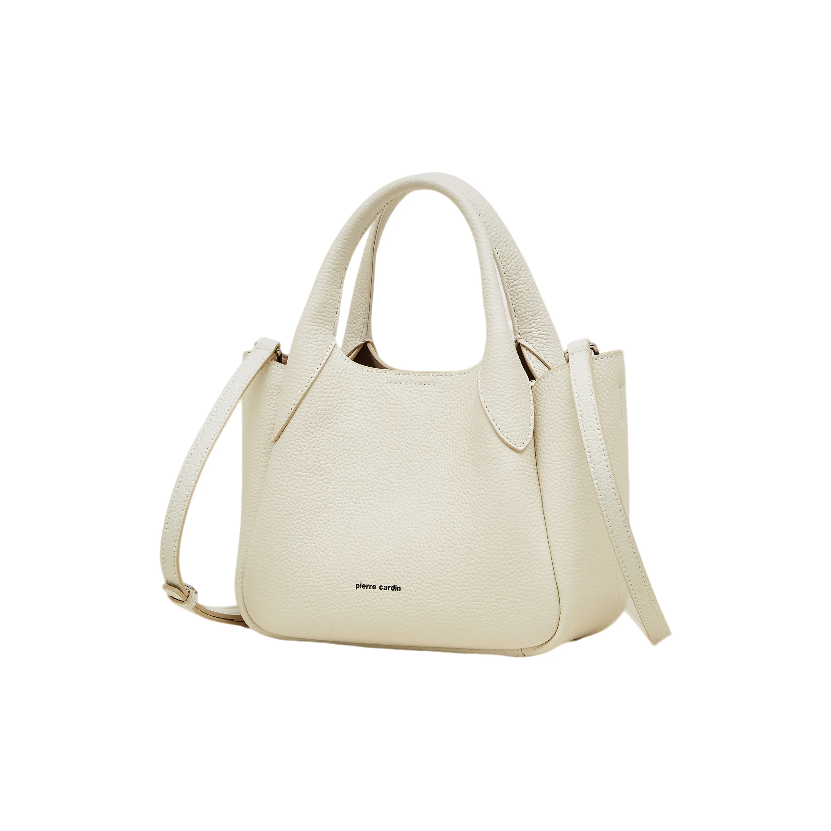 PIERRE CARDIN Сумка из крупнозернистой текстуры коровьей кожи сумка через плечо плечевая сумка средний размер женский черный бежевый слоновый серый