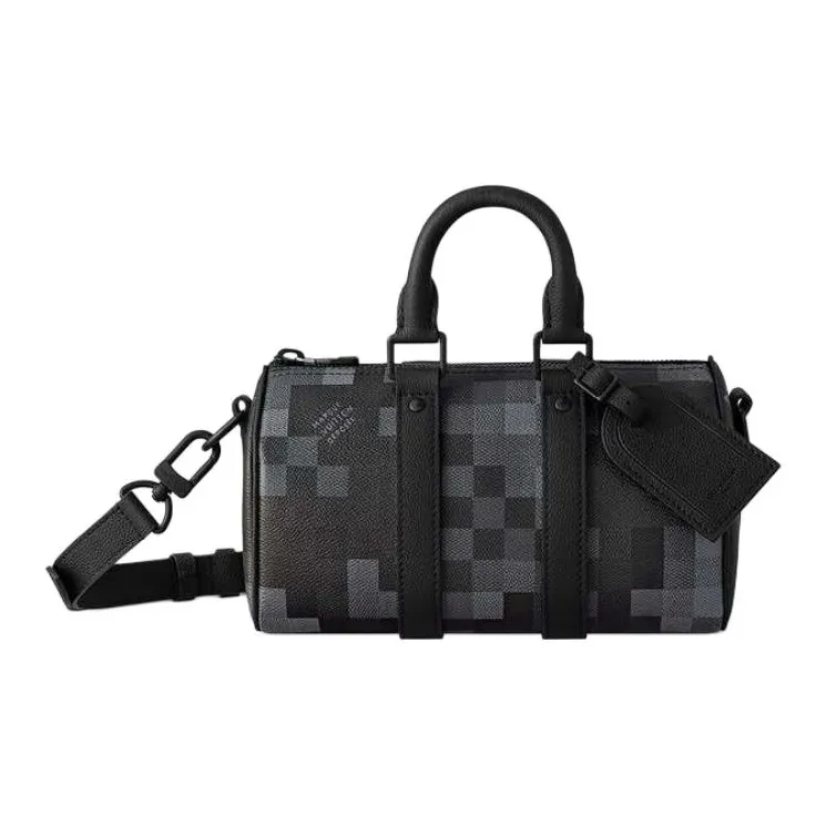 LOUIS VUITTON KeepallBandoulière Damoflage Black Coated Canvas Shoulder Bag, Crossbody Bag, Handbag Men's Black