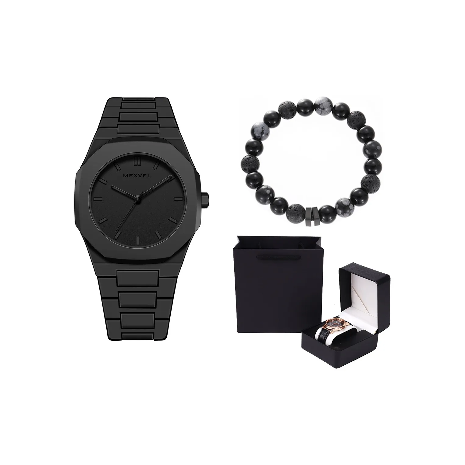 MEXVEL Кварцевый механизм Унисекс Часы 40мм*40мм*10мм Черный