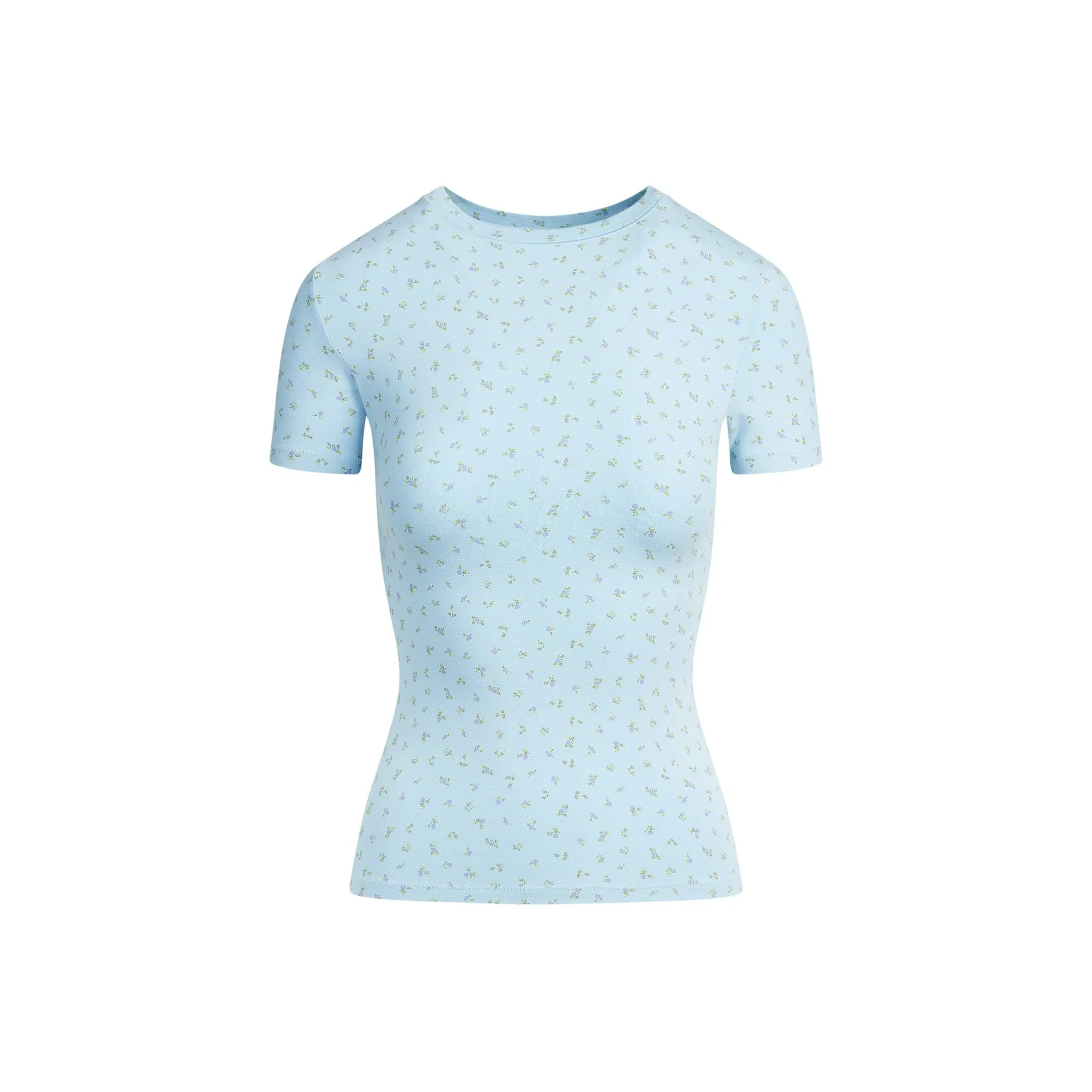 SKIMS Пудрово-синий Микро Цветочный/Розово-синий Микро Цветочный Женские T-рубашки