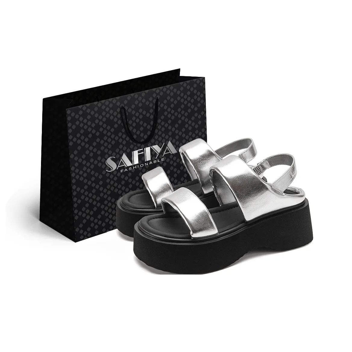 Safiya Пляжные сандалии 6 см Женские Серебряные