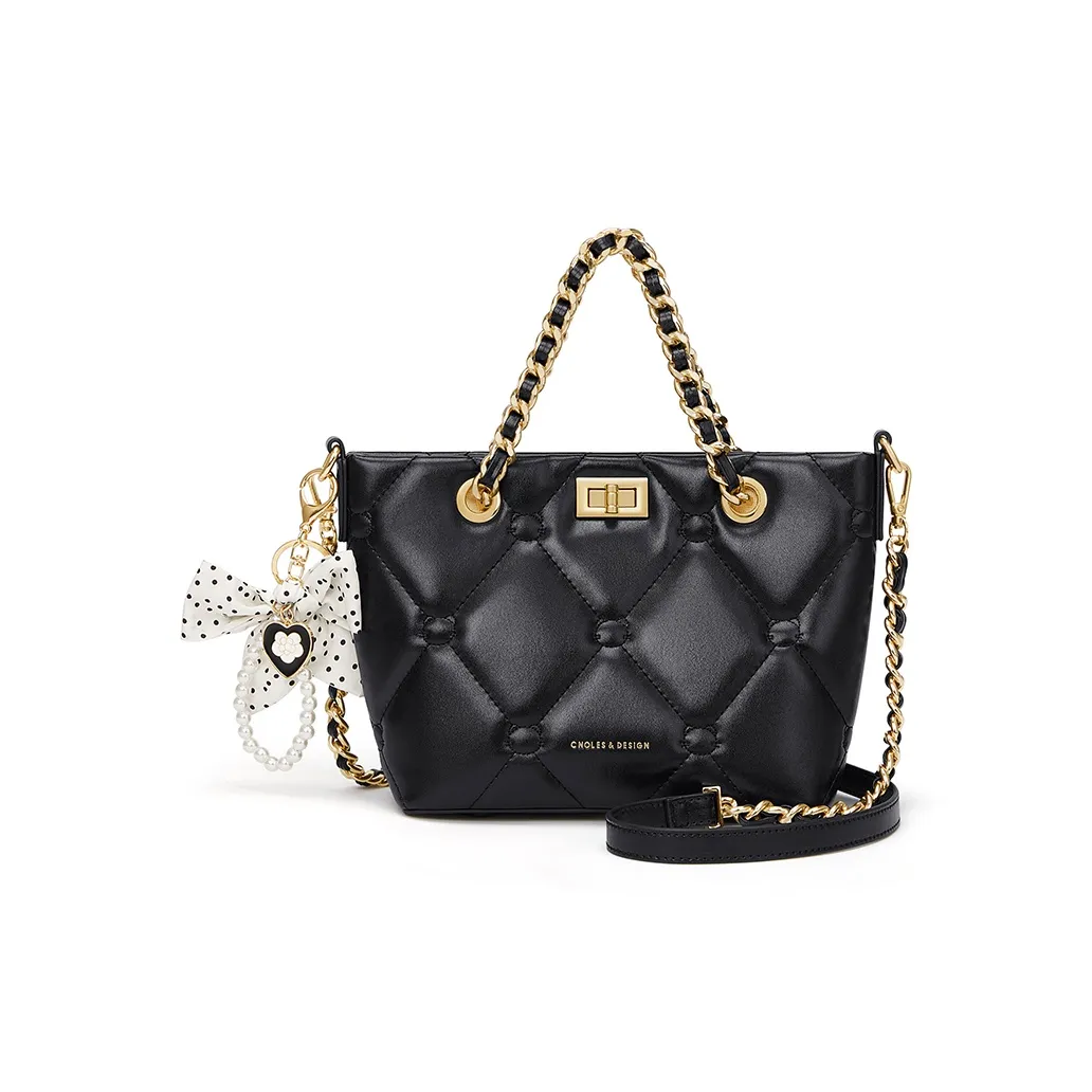 CNOLES Сумка из синтетической кожи маленькая женская Хепберн черная