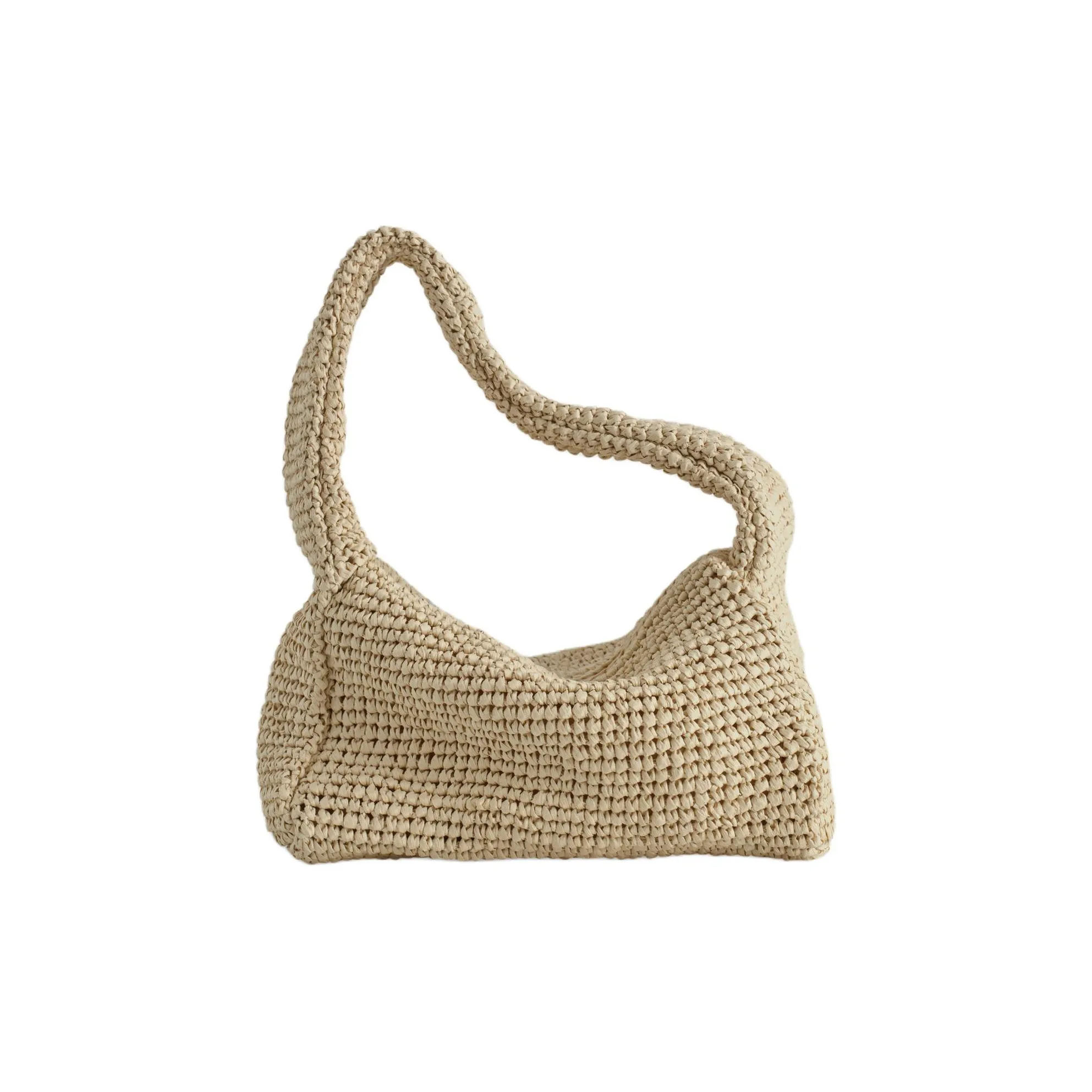 COS Соломенная плетеная сумка мини женская бежевая