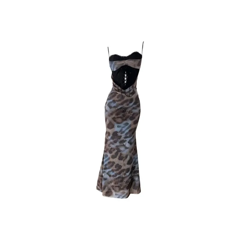 TIBINB Slip Dresses Women's Leopard Print Dress