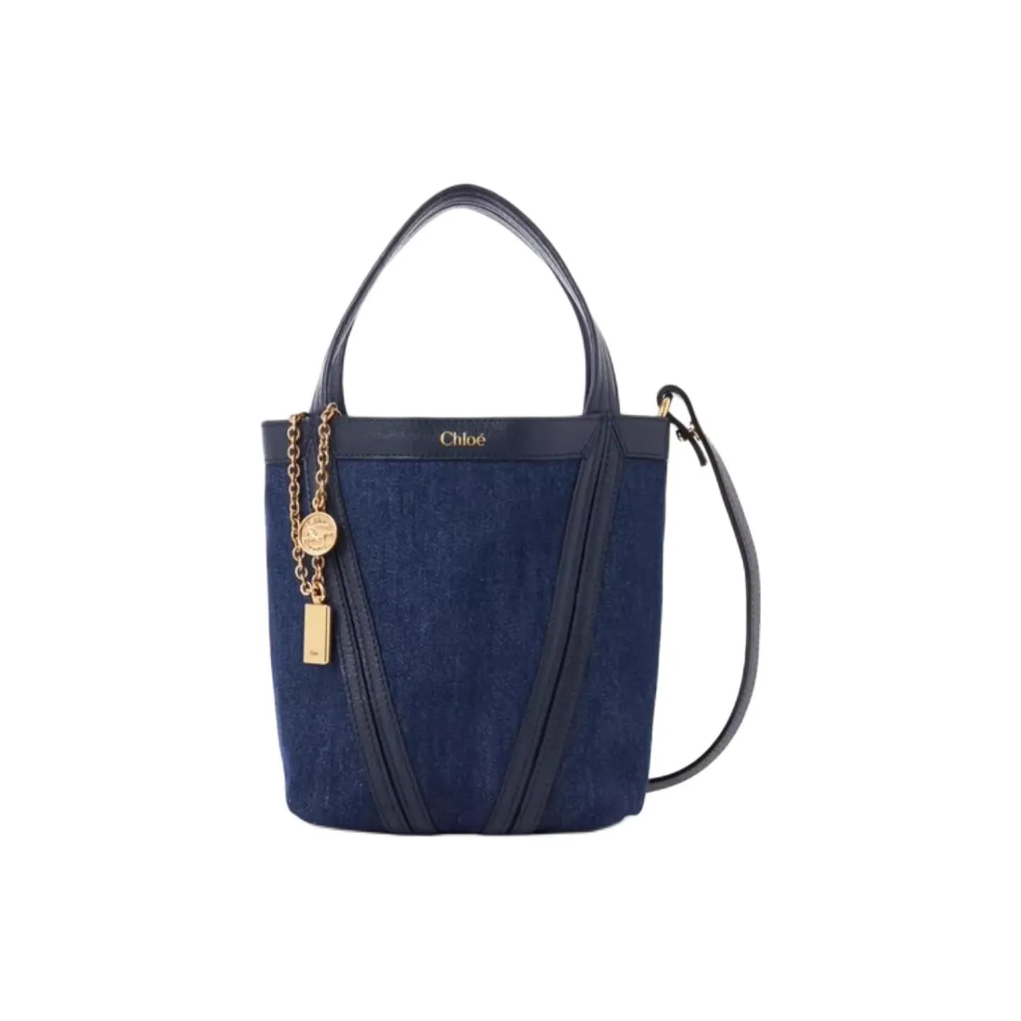 Chloe Spin Fabric With Cow Leather Tote Bag, Shopping Bag, Handbag Trumpets Women's Sea Blue
