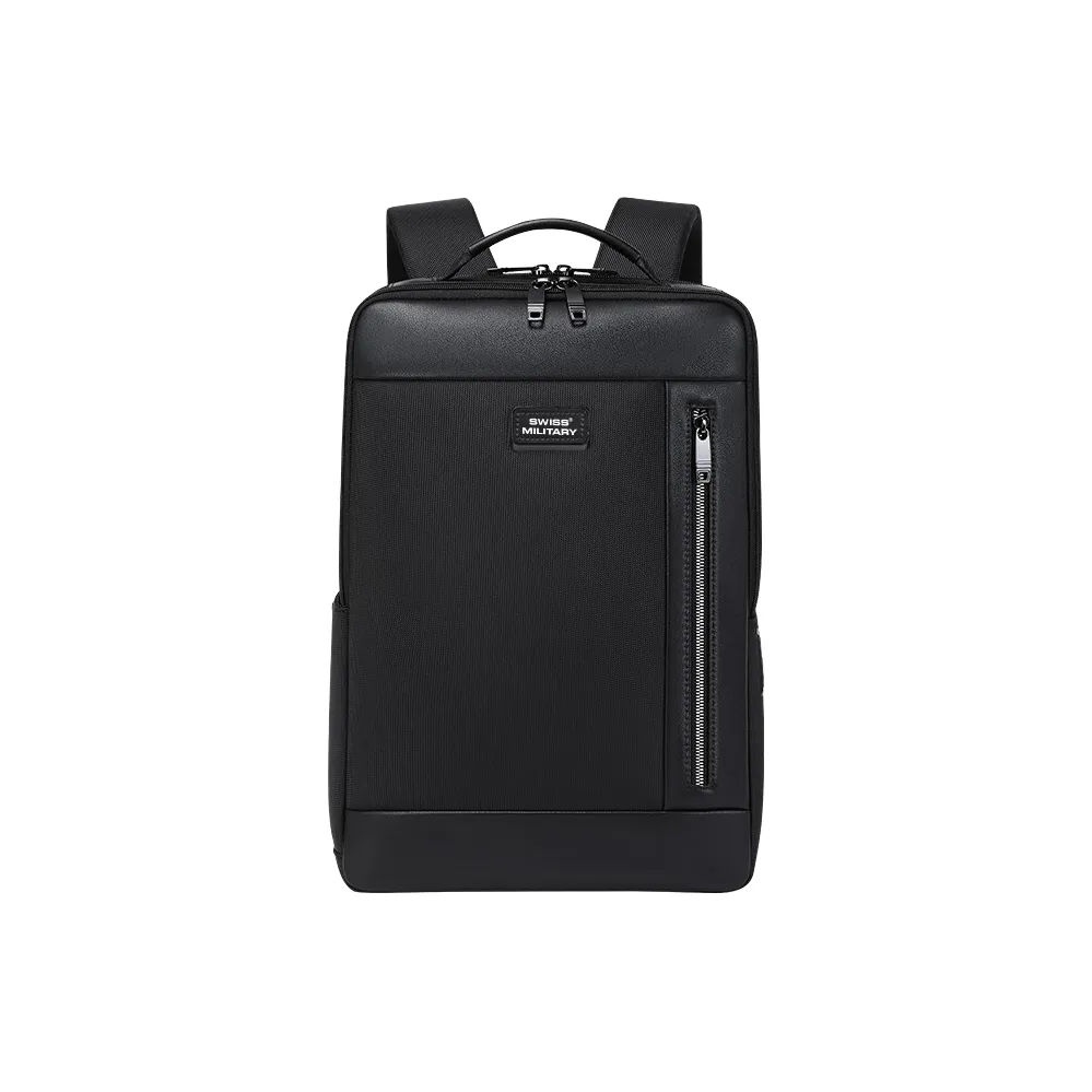SWISS MILITARY Composite Fabric With Microfiber Synthetic Leather Backpack Men's Black