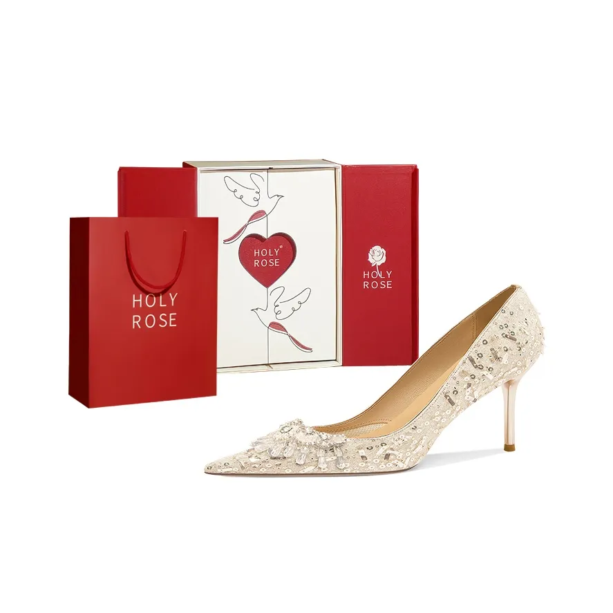 Holy Rose Высокие каблуки Женские Белые Цветочный Коробка
