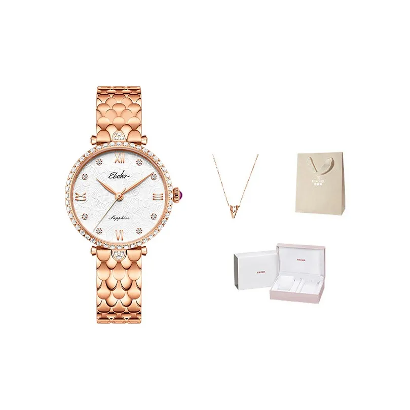 EBOHR В одном стиле Store Эксклюзив Кварцевый механизм Нержавеющая сталь Ремешок Часы Женские часы Белый циферблат